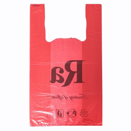 Package Polyethylene T -shirt 30 + 16 x 53 cm, 18 μm, red "Ra"-1