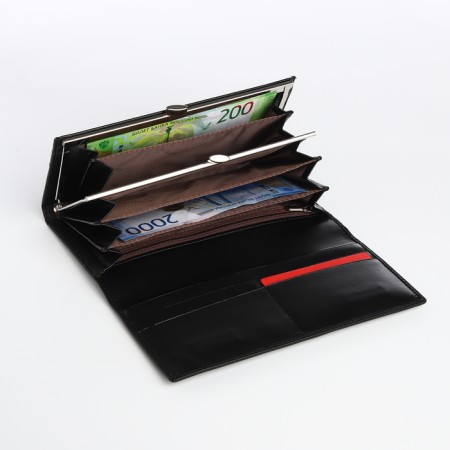 Women's wallet on a magnet, black color-3
