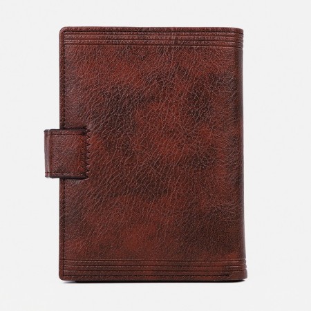 Male purse on the button, 3 in 1, for auto documents, passports, cards, bills, brown color-1