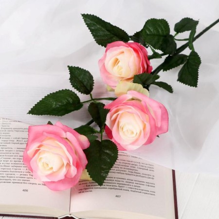 Artificial flowers "Rosa Zhanna" 10x61 cm, white-pink