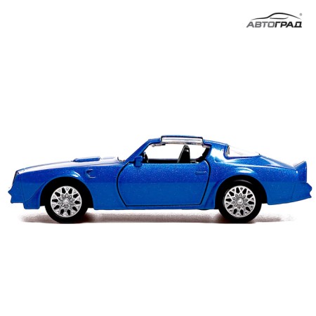 Metal machine Pontiac Firebird, 1:32, doors, inertia, blue color open-5