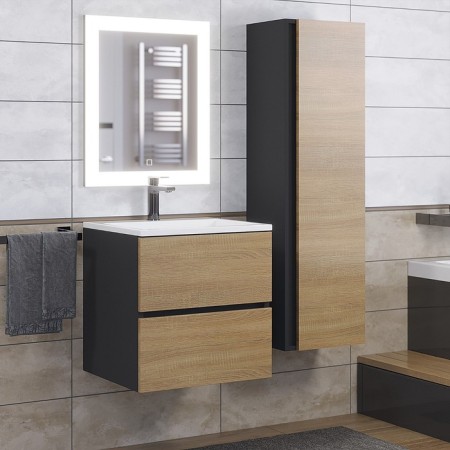 Tumbling under the Uperwood Barsa sink, 50 cm, suspended, black/oak sonoma-10
