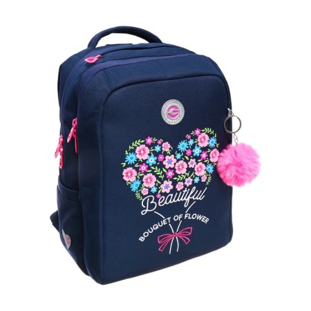 School backpack, 39 x 26 x 17 cm, Grizzly, ergonomic back, blue-1