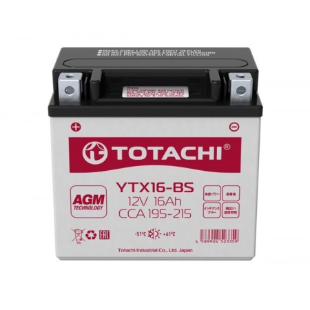 The battery Totachi Moto Ytx16-BS, 16 Ah, direct polarity