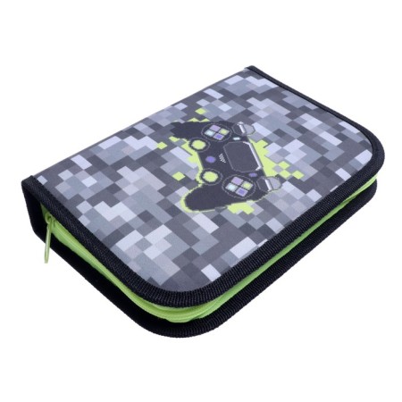 Penal 3 sections, tab inside, 140 x 210 x 40 mm, fabric, calligrata top block "Pixels"-1