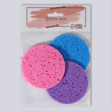Washing sponge, round, 3 pcs, color mix-6