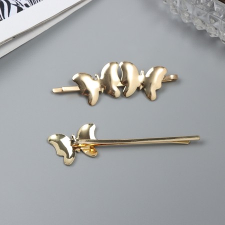 Invisibility for hair "Bente" (set 2 pcs) butterfly, 6 cm, gold-1
