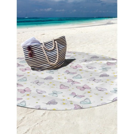 Pareo and beach rug "Butterflies and chamomile", D = 150 cm-2