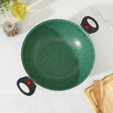 Kazan, 4 l, d = 28 cm, glass cover, two removable handles, anti -stick coating, green color-3