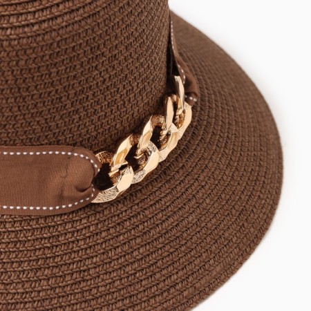 Women's hat with a minku chain color brown, size 56-58-2
