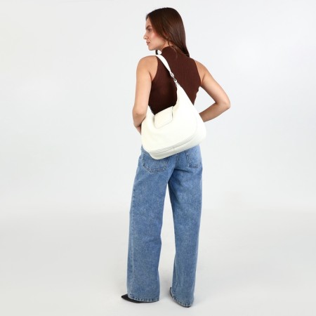 Lurch bag with lightning, external pocket, long belt, white color-10