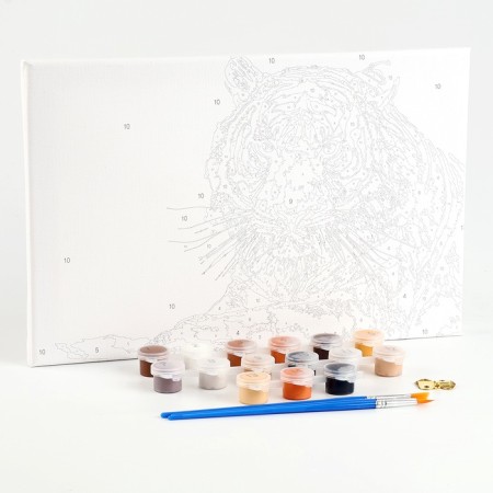 Picture on numbers on a canvas with a tiger subframe, 30x20 cm-1