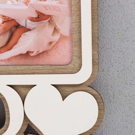 Photo frame LHDF "Love" 33x33 in 3 photos 10x15 cm, col. White oak (plastic screen)-1