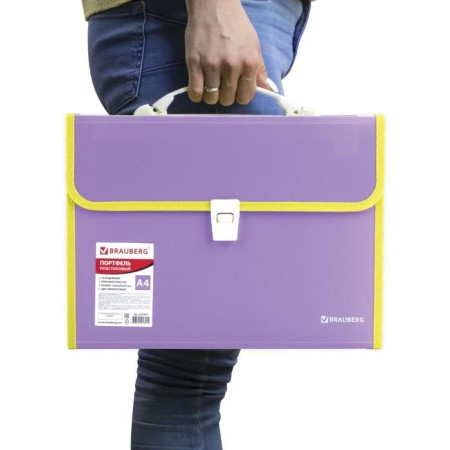 A4 Portfire folder 13 POSTDD BRAUBERG JOY (330x245x35 mm), with edging, label index, purple-7