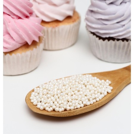 Sprinking confectionery with a soft center "Pearls", Snow White, 2-5 mm, 50 g-1