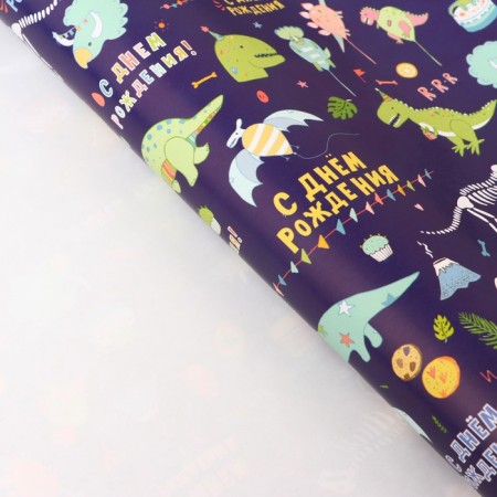 Package paper, glossy "dinosaurus", 70 x 100 cm set 10 pcs-1