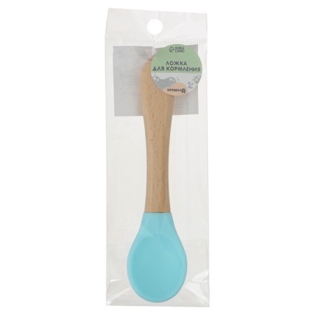 A spoon for nursery for feeding crumb I (silicone, bamboo), blue color-2