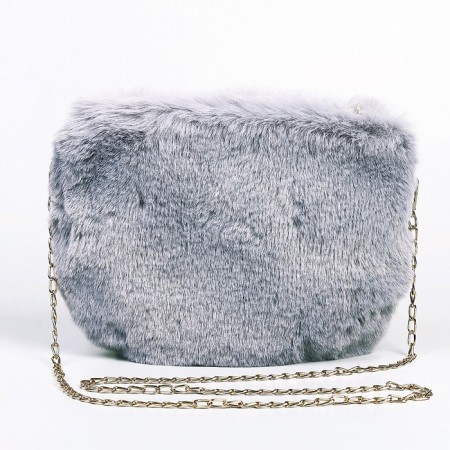 Plush bag, 24x19x3 cm, gray color-1