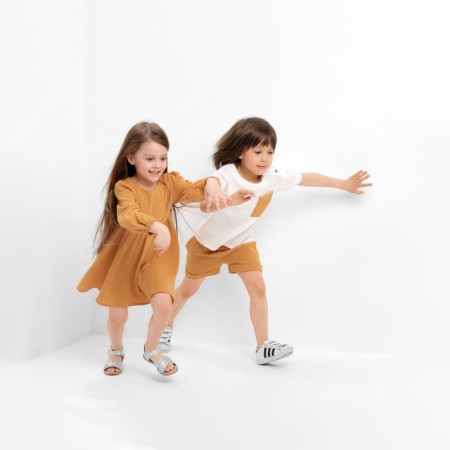 Children's dress with long sleeve KAFTAN "Muslin", size 28 (86 -92 cm) Mustard color-9