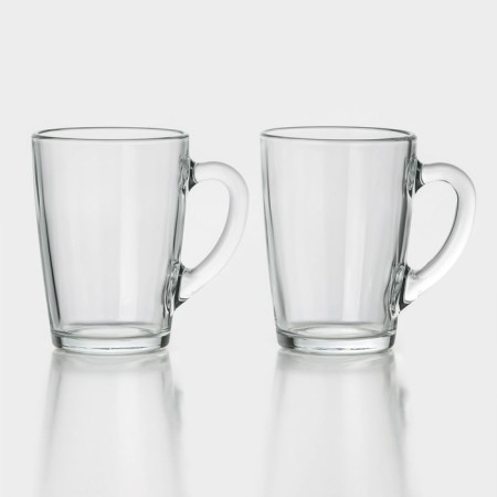 Glass mug "Coffee tasting time", 320 ml, 2 pcs