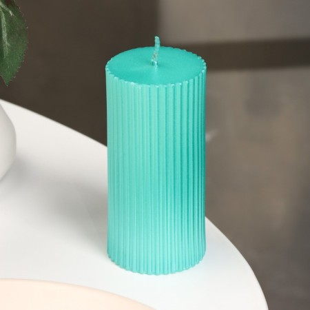 Candle-cylinder with faces, 5x10cm, tiffany, metallic, 6 hours-1