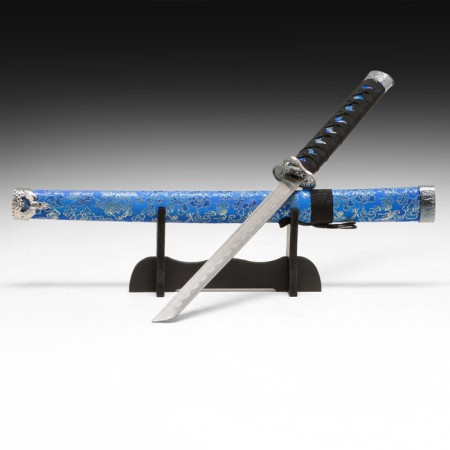 Souvenir weapon "Katana on the stand", blue scabbard with a floral pattern, 70 cm-1