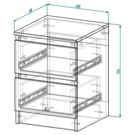 Bedside table 2 maders, 400x420x554, black-3