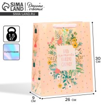 Package Gift Laminated Vertical, packaging, “Be happy”, rainbow holography, m 26 x 30 x 9 cm