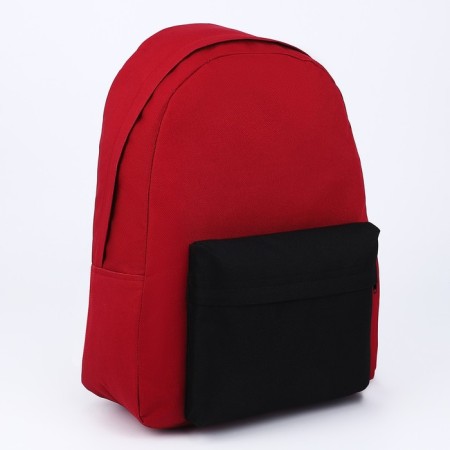 School textile school with a colored pocket, 30x39x12 cm, burgundy/black color-1