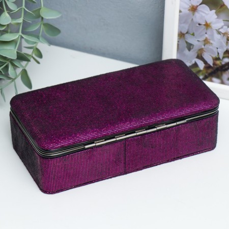 Casket to the leatherette for jewelry "Small squares. Violet" 6x9.8x18.5 cm-3