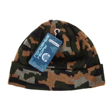 Cap "Siberian trace-irbis" with lapel, acrylic, camouflage "Autumn"-2