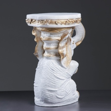 Figure - stand "Elephant sitting" white gold, 34x26x44cm-6