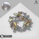 Brooch "Wreath" round, the color of the rainbow-white in silver
