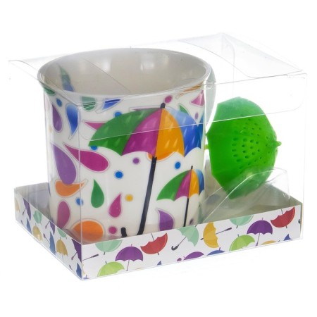 Mug with a strainer Balsford “Gift Time - Miracles Time!”, New Bone Porcelain, 300 ml, Mix color-6