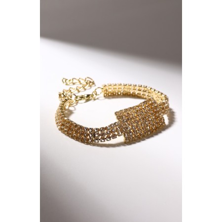 Bracelet with rhinestones "Bright" rectangle, white color in gold, 18 size-3