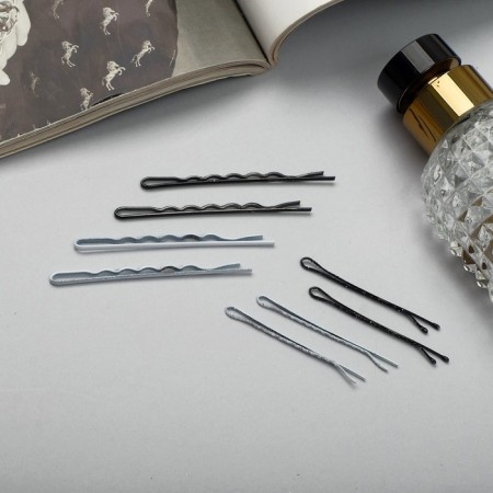Invisibility for hair "Fermino" (set 50 pcs) 5 cm and 6 cm, black white-1