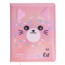 Дневник универсальный для 1-11 класса Donut Cat, твёрдая обложка, искусственная кожа, с поролоном, ляссе, 80 г/м2
