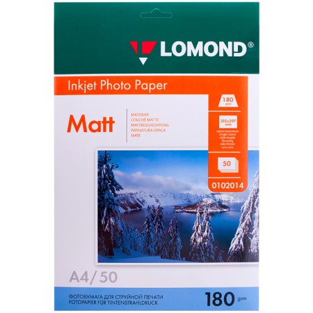Photo paper for jet printing A4, 50 sheets Lomond, 180 g/m2, one -sided, matte