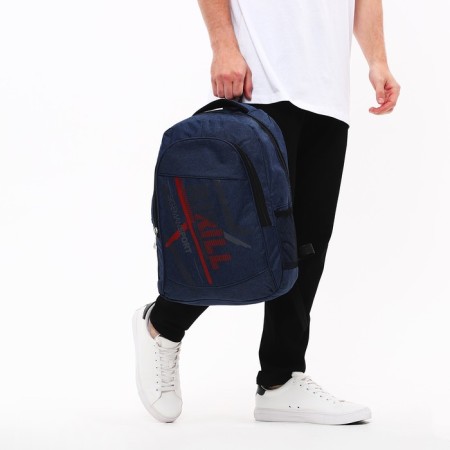 Male backpack on a zipper, 3 outer pockets, blue color-7