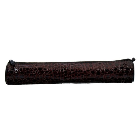 Penal-tobus for brushes, soft, 355 x 65 mm, 7k37, leatherette, reptile print, glossy, brown-1