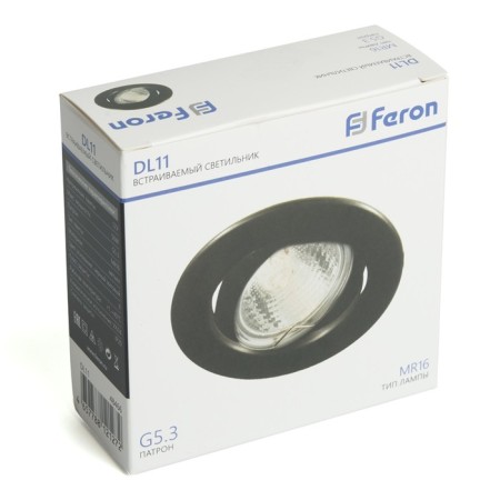 Introductive Lamp Feron DL11, IP20, G5.3, 50 W, 90x90x27 mm, black matte color-1