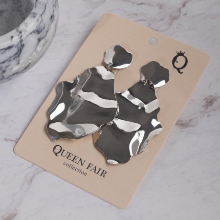 Earrings Metal "Atmosphere" Pugpy, Color Silver-2