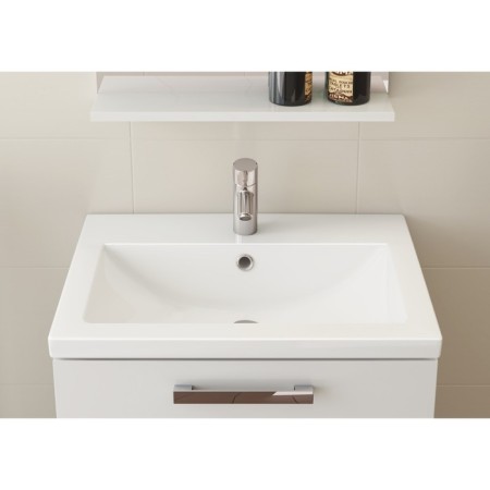 The built -in sink Cersanit Como 60, with 1 hole for the mixer, white color-2