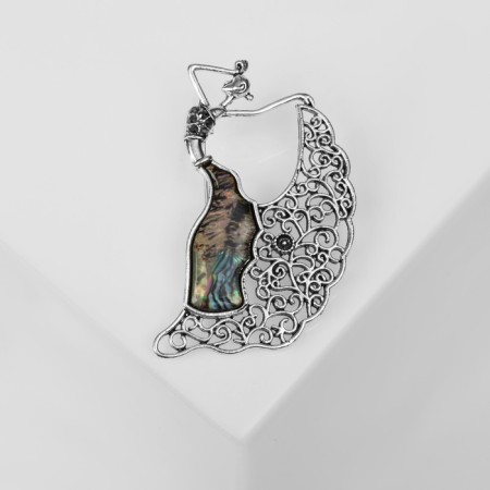 Brooch "Galiotis" dancer, green color in black silver