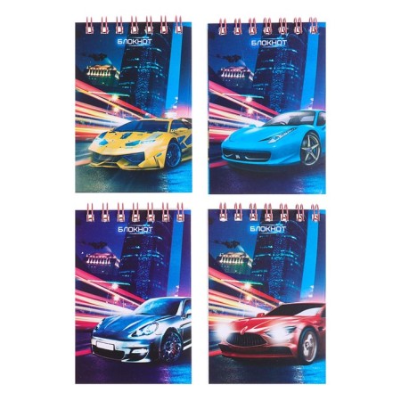 Notepad A7, 40 sheets in a cage on the crest "Auto", cover covered paper, mix