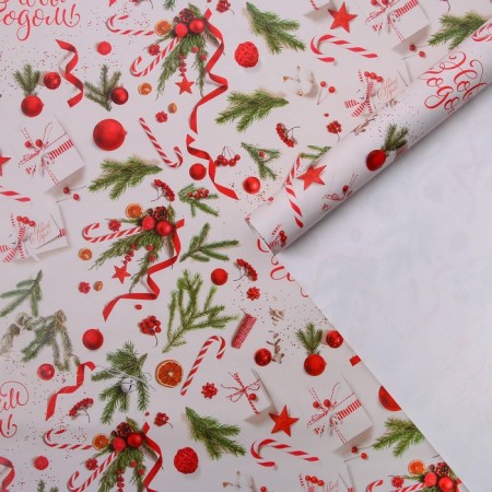 Glossy packaging paper “Happy New Year”, 70 x 100 cm, New Year-3