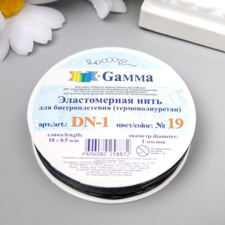 Gum for beads "Gamma" 1 mm, 18x0.9 m, polyurethane, black-1
