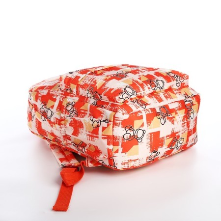 School backpack of textiles on a zipper, 3 pockets, color orange color-4