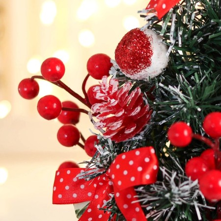 Christmas tree decor "Festive" bow in peas, 10x17 cm, red-1