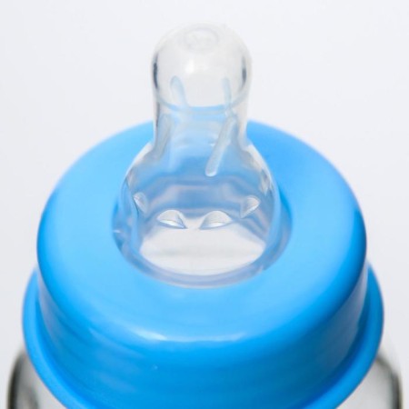 A bottle for feeding, a classic throat, glass, medium stream, 240 ml., From 6 months., Mix color-4